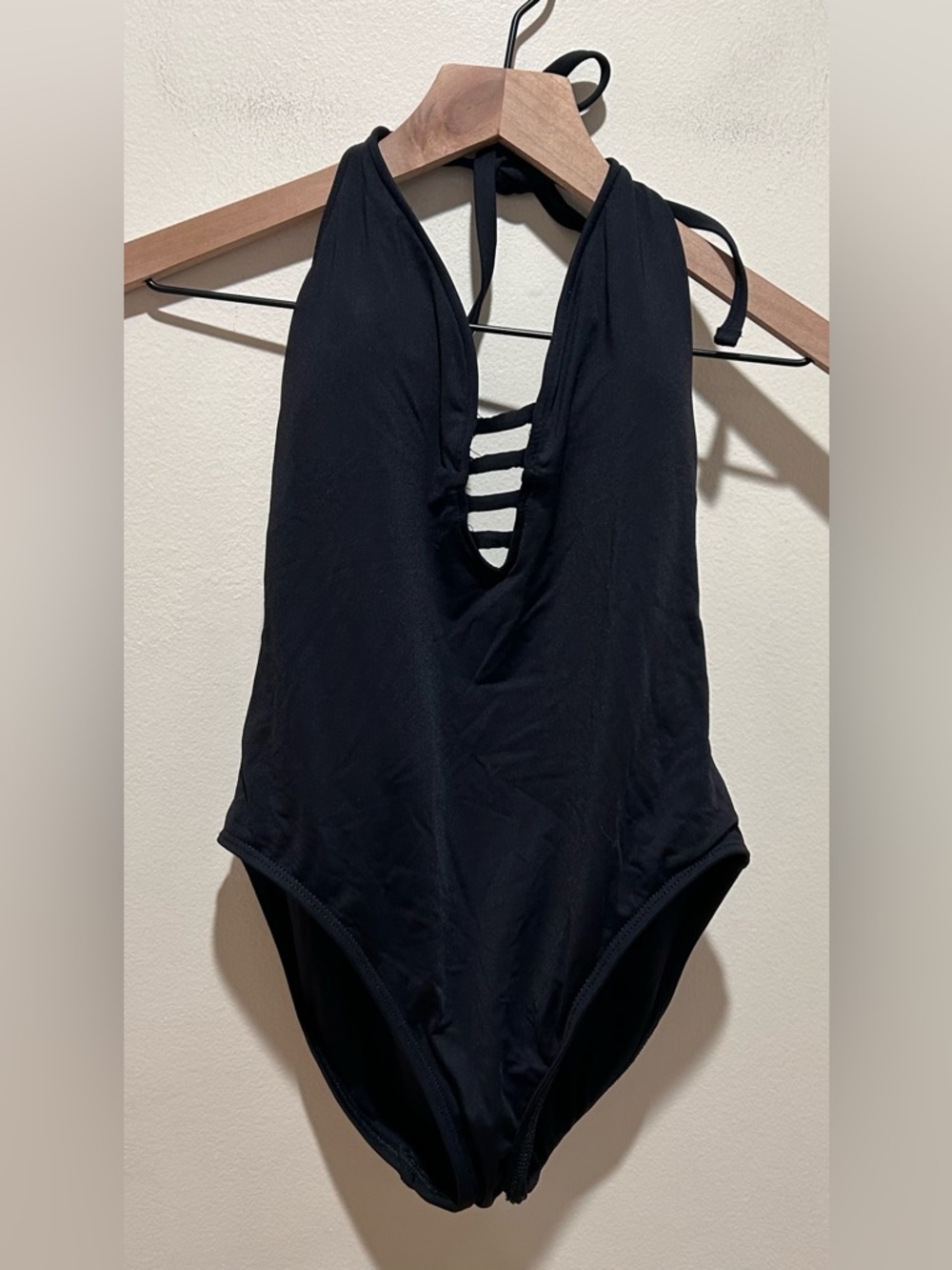 La Blanca Standard Island Goddess Lattice Front Strappy Back Halter One Piece